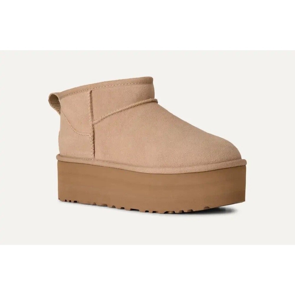 UGG 7 Classic Ultra Mini Platform Boot Sand Tan Suede Bootie Women’s EU 38 NIB